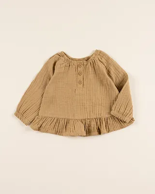 بلوز آستین دارسه دکمه موسلین little planet کد C000106