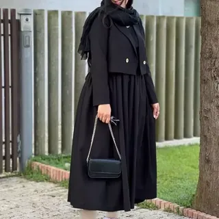 سارافون زنانه باجلیقه پیراهن زنانه باجلیقه سایز38تا46 مانتو
