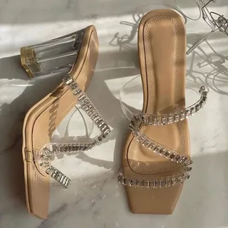 صندل نگینی طلقی صندل مجلسی زنانه کفش مجلسی زنانه صندل طلقی نگینی پاشنه 9 سانت زنانه  کفش طلقی صندل طلقی