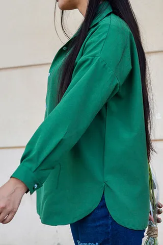 شومیز بیسیک زنانه رنگ سبز  کد(7158)