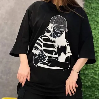 تیشرت لانگ زنانه دخترانه نخ پنبه نگین کاری فری تا48