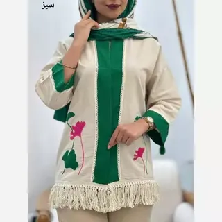 کت لنین پایین ریش  عیدانه گلدوزی 