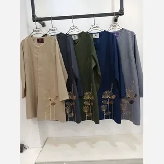 مانتو نخی یقه گرد زنانه مدل گلبرگ 