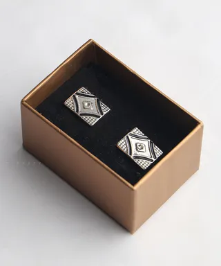 دکمه سردست مردانه نقره ای 7107