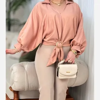شومیز گره ای زنانه پارچه ساتن با کیفیت 