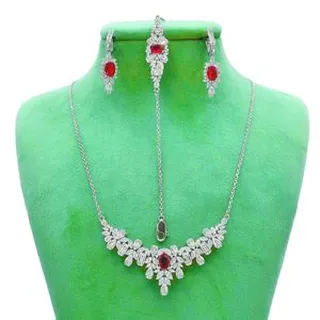 نیم ست نقره زنانه مدل یاقوت سرخ کد 092