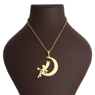 گردنبند طلا 18 عیار زنانه مدل ماه و فرشته  P1089