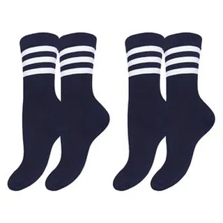جوراب ورزشی ساق بلند زنانه پاریز مد ل سه خط کد 1863 رنگ سرمه ای بسته 2 عددی