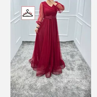پیراهن ماکسی مجلسی زنانه تور آستردار ماکسیرا لباس شب