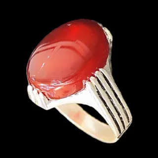 انگشتر نقره مردانه مدل سنگ عقیق رضوی کد 7400