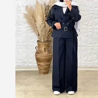 کت شلوار زنانه دیپلمات راه راه دوسایزی تا48