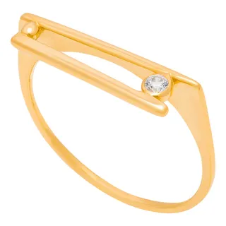 انگشتر طلا 18 عیار زنانه وی گالری مدل خط و نگین کد...