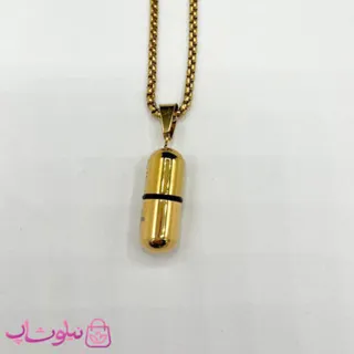 گردنبند استیل مردانه مدل کپسول طلایی کد 210
