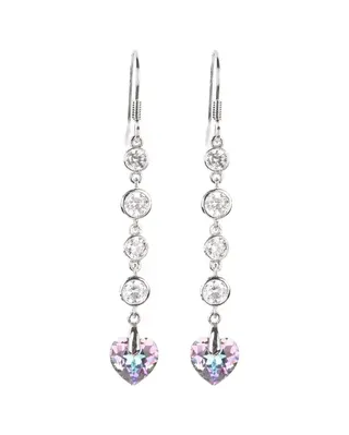 گوشواره قلب نگین دار هفت رنگ طرح سواروسکی SWAROVSKI