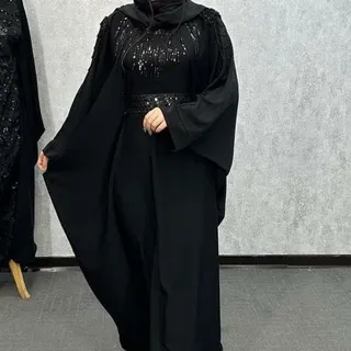 مانتو عبایی زنانه مجلسی دارای بند تنظیم 