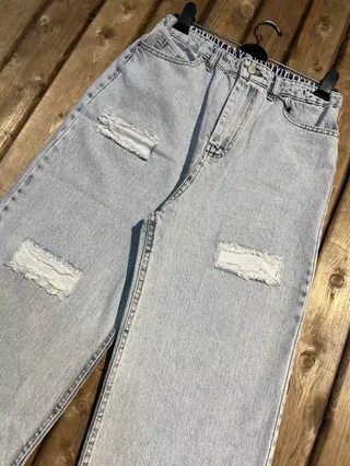 شلوار بگ زاپ دار 3 خط لایه دار پشت کش پارچه ترک