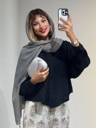 شومیز لینن دو جیب کد 19350