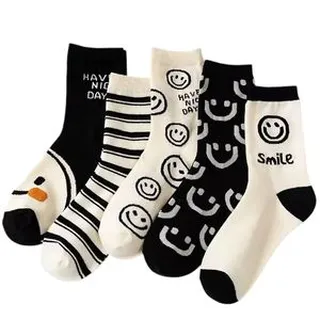 جوراب ساق بلند زنانه مدل Smile بسته 5 عددی