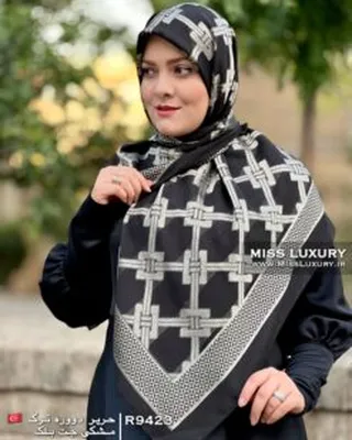 روسری حریر دووره ترک مشکی جت بلک R9423