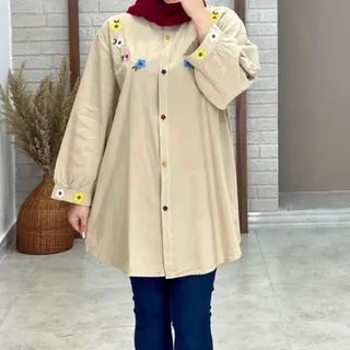 شومیز مانتویی بابوس گلدوزی شده چهارگل 