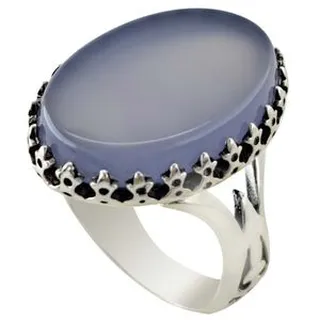 انگشتر نقره مردانه ملک زیور مدل سرنیزه عقیق سوسنی کد 361