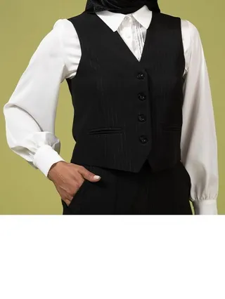 جلیقه زنانه کرپ دیپلمات کلاسیک کوتاه مانا مشکی