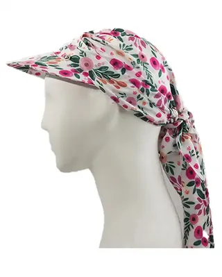 کلاه زنانه پشت کش دار سرخابی سفید تارتن Tartan طرح گل کد 1122407600