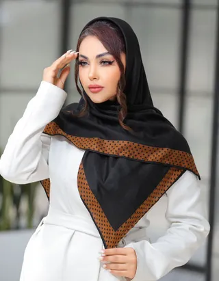 روسری نخ پنبه سیا اسکارف اعلا قواره 100