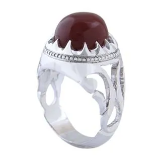 انگشتر نقره مردانه بازرگانی میلادی مدل رکاب دستساز عقیق یمنی تراش دامله کد AM_4748