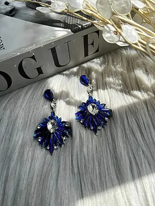 گوشواره آبی جواهری