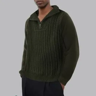 پلیور یقه برگردان مردانه مدل 852684415 طرح ترندیول