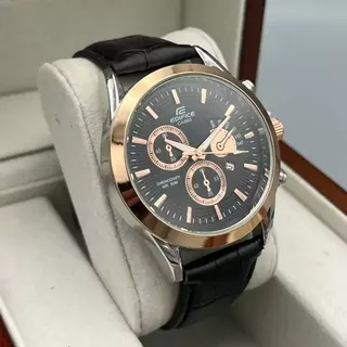 ساعت مچی مردانه بند چرم طرح سه موتوره کاسیو مدل ادیفایس دارای 6 ماه گارانتی موتور Casio