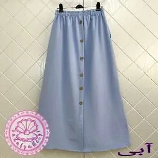 دامن لینن دکمه چوبی بلند در رنگبندی متنوع(کد1373)