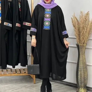مانتو عبایی بلند مشکی زنانه  ابروبادی