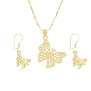 نیم ست طلا 18 عیار زنانه رضا گلد مدل پروانه