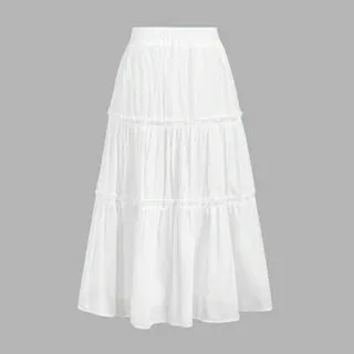 دامن چین‌دار زنانه مدل طبقه ای رنگ سفید