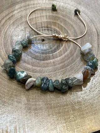 دستبند سنگ نامنظم عقیق خزه