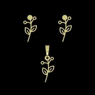 نیم ست طلا 18 عیار زنانه مدوپد مدل برگ کد NA15992