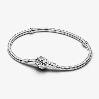 دستبند زنجیر ماری مفتولی چارم خور گل رز Pandora Moments Rose in Bloom clasp