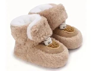 پاپوش ساق دار زمستانی استپ دار توکرکی رنگ نسکافه ای طرح خرس تدی