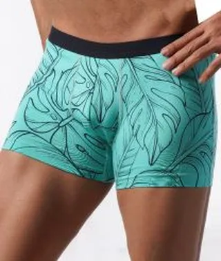 شورت پادار مردانه کمرکش اسپرت چاپ برگ - بسته 2 عددی