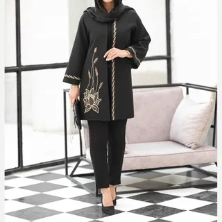 مانتو مازراتی گلدوزی شده نازدار شامل سه سایز 