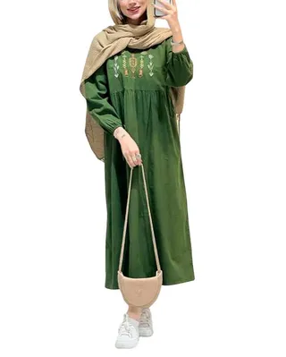 پیراهن زنانه سبز تیره کد 18724