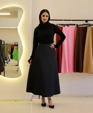دامن | مدل دامن ساتن کد 10520 – مشکی