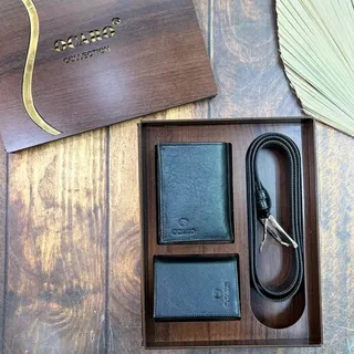 ست کادویی مردانه سه تیکه چرم طبیعی گاوی درجه یک با ضمانت 