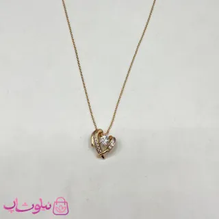گردنبند زنانه ژوپینگ طرح نگین سفید داخل قلب کد 2813