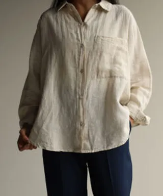 شومیز لینن کرم TGHV