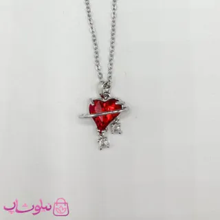 گردنبند زنانه استیل طرح قلب سرخ کد 99