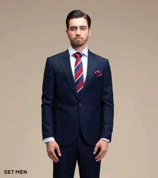 کت و شلوار مردانه یقه بلیزر یک دکمه دو چاک
