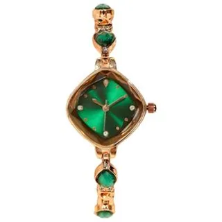 ساعت مچی عقربهای 28 میلیمتری زنانه مدل کوارتز مدل جواهری نگیندار کد 3، موتور کوارتز، بدنه و بند فلز با رنگ رزگلد، دارای قفل دستبندی